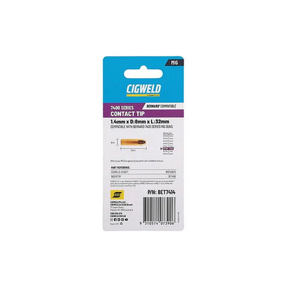 Cigweld BE 74 Short Tip 1.4mm — 10 Pack BET7414