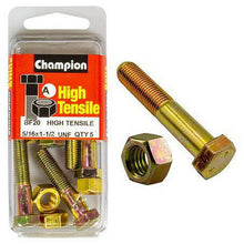 Champion Hex Bolt & Nut High Tensile 5/16in x 1 1/2in UNF Grade 5 BF20