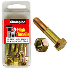 Champion Hex Bolt & Nut High Tensile 3/8in x 1 3/4in UNF Grade 5 BF38