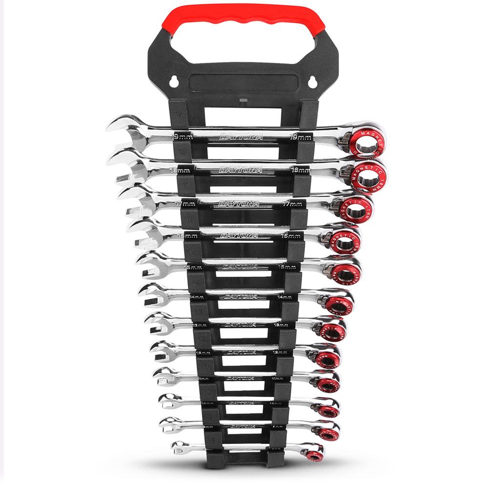 Daytona D12RMS 12pce Magnetic Stop Ring Reversible Ratchet Spanner Set
