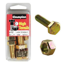 Champion Hex Set Screw & Nut High Tensile 1/2in x 1in UNF Grade 5 BF62