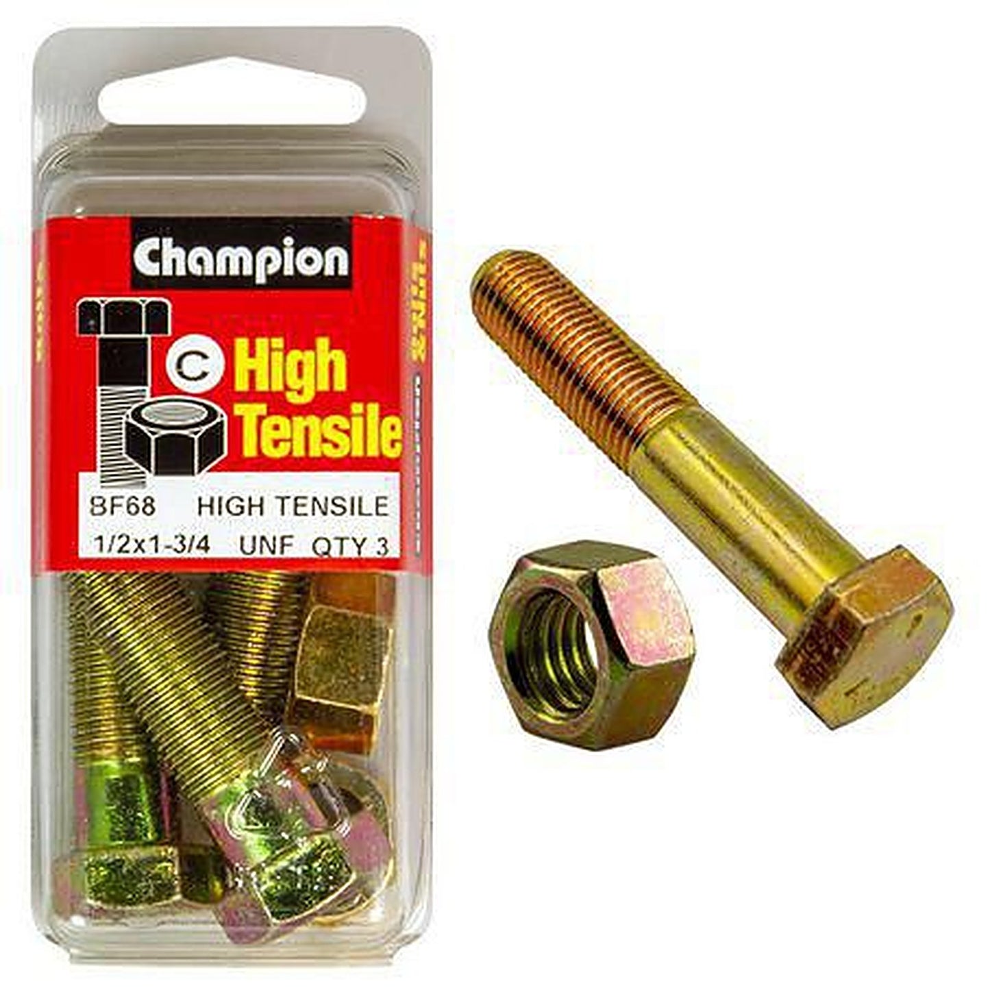 Champion Hex Bolt & Nut High Tensile 1/2in x 1 3/4in UNF Grade 5 BF68