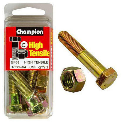 Champion Hex Bolt & Nut High Tensile 1/2in x 1 3/4in UNF Grade 5 BF68