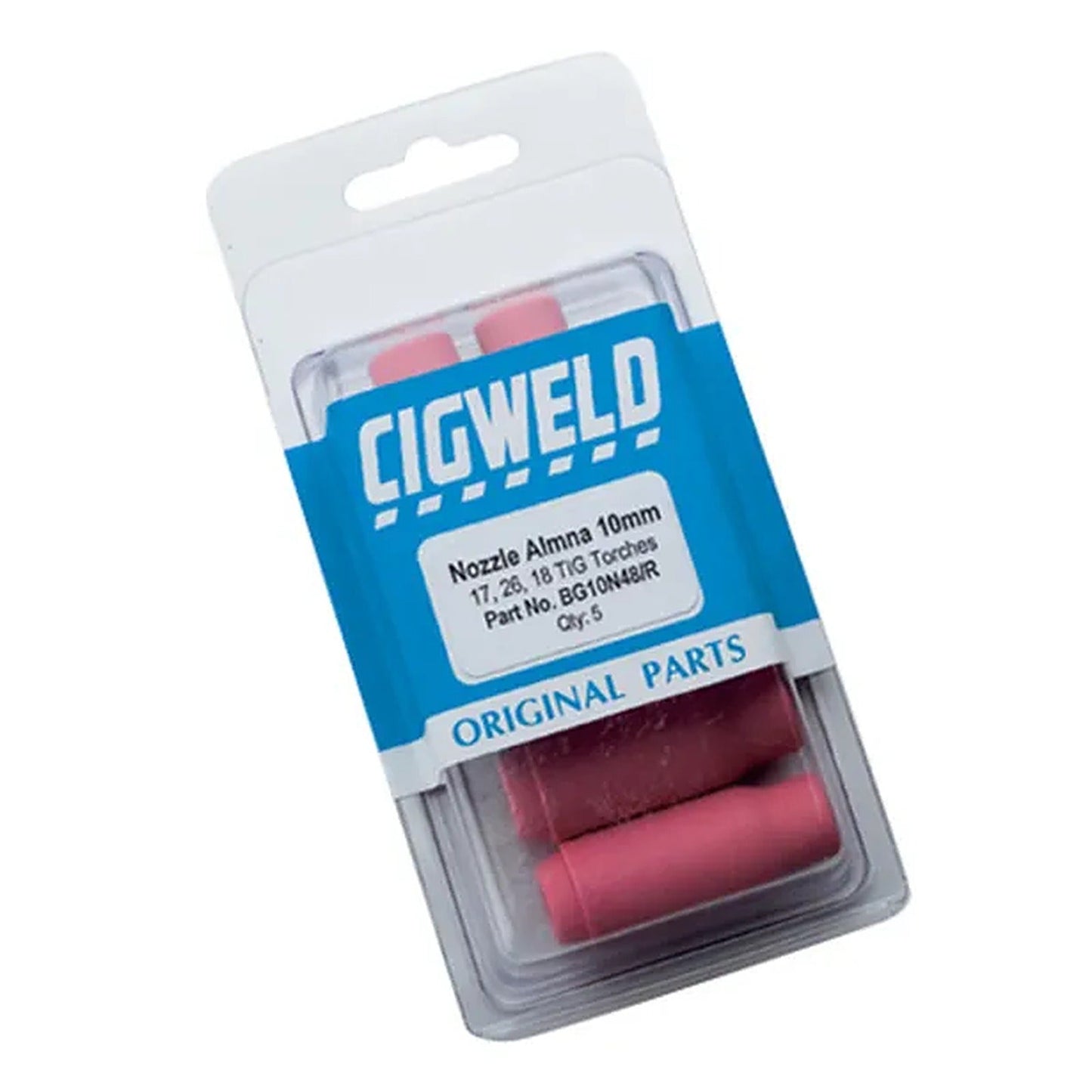 Cigweld Alumina Nozzle 11mm Suits 17/18/26 TIG Torches — 5 Pack BG10N47/R