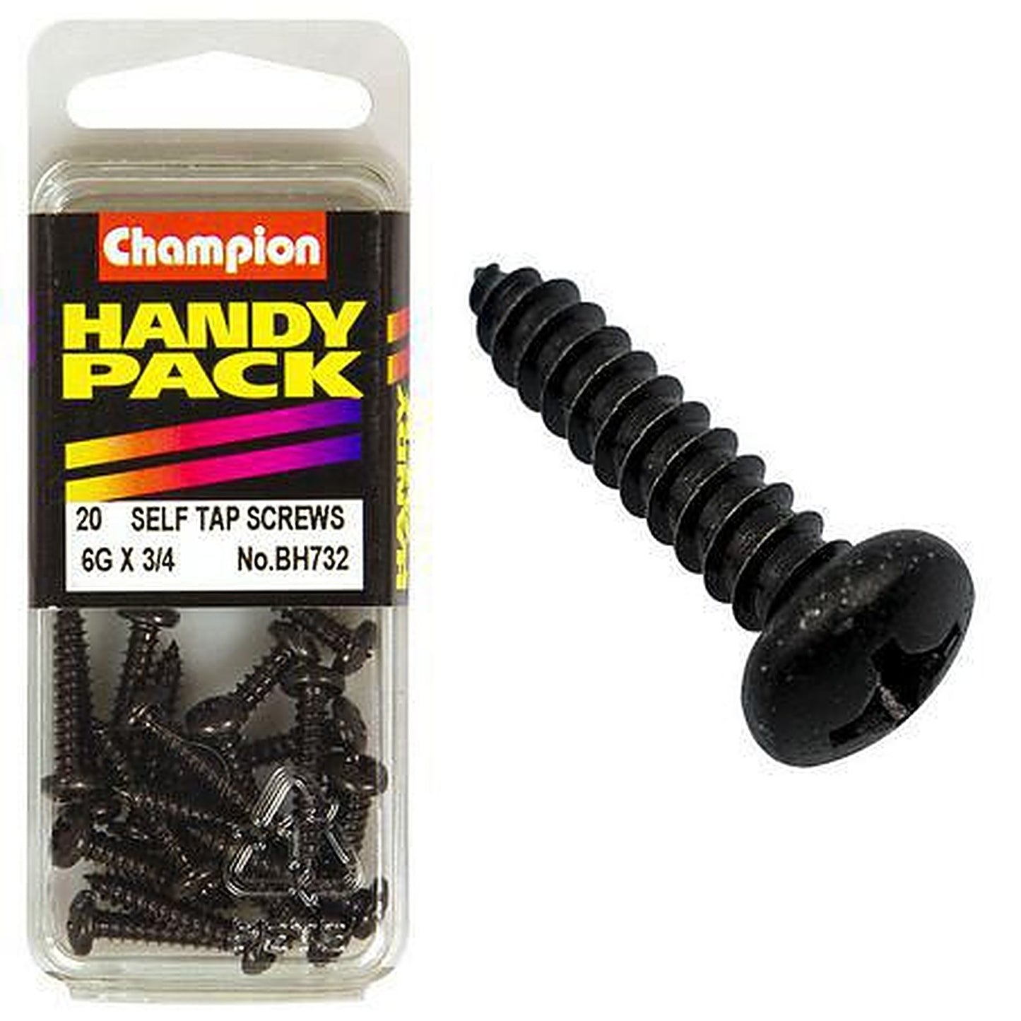 Champion Self Tapper Screw Pan Phillips 3.5 x 19mm Black BH732