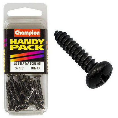 Champion Self Tapper Screw Pan Phillips 3.5 x 25mm Black BH733