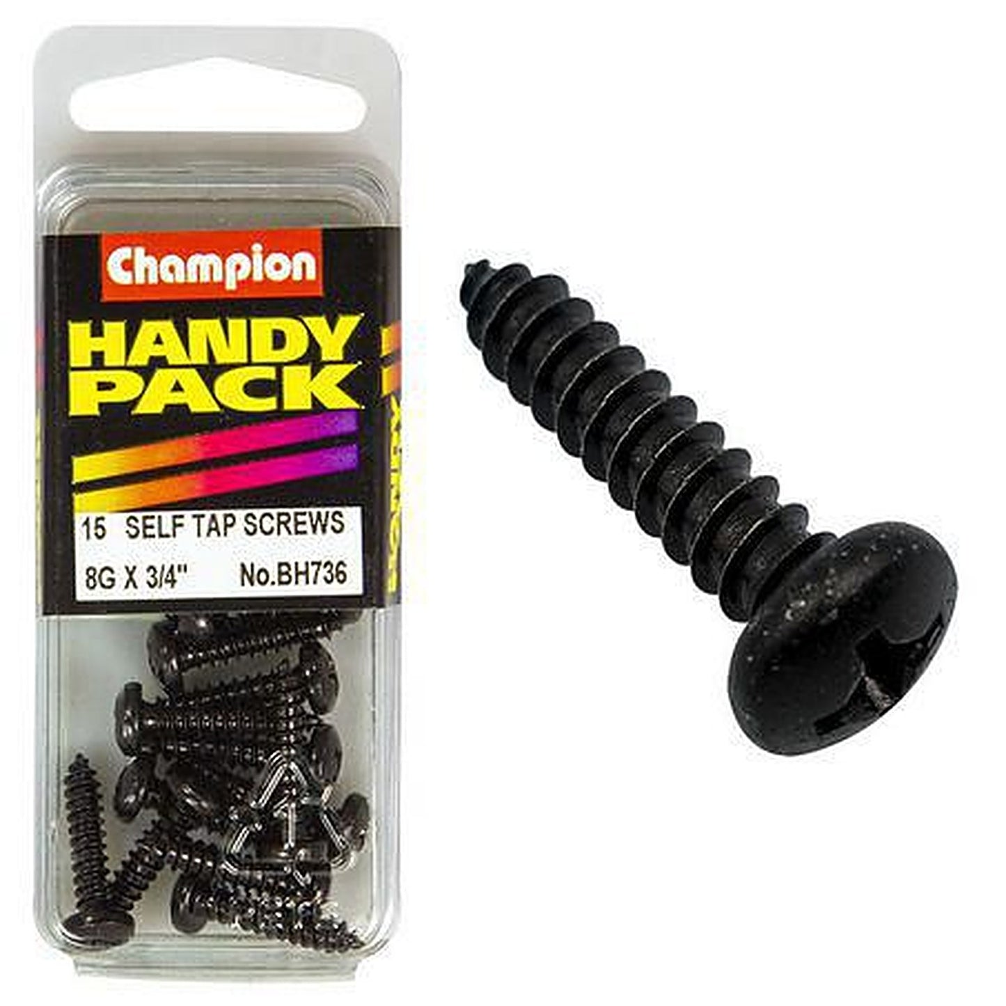 Champion Self Tapper Screw Pan Phillips 4.2 x 19mm Black BH736