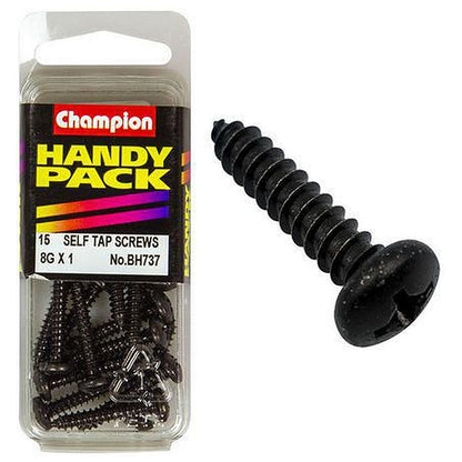 Champion Self Tapper Screw Pan Phillips 4.2 x 25mm Black BH737