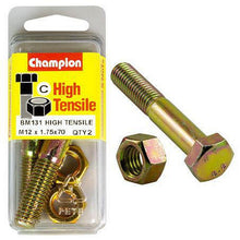 Champion Hex Bolt & Nut High Tensile M12 x 70mm Grade 8.8 BM131