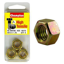 Champion Hex Plain Nut High Tensile M12 x 1.75mm Class 8 BM166