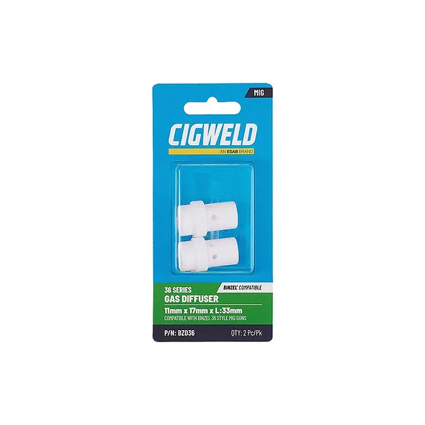 Cigweld BZL 36 Standard Gas Diffuser Binzel Compatible — 2 Pack BZD36