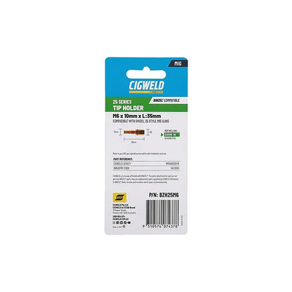 Cigweld BZL 25 Tip Holder M6 Binzel Compatible — 2 Pack BZH25M6