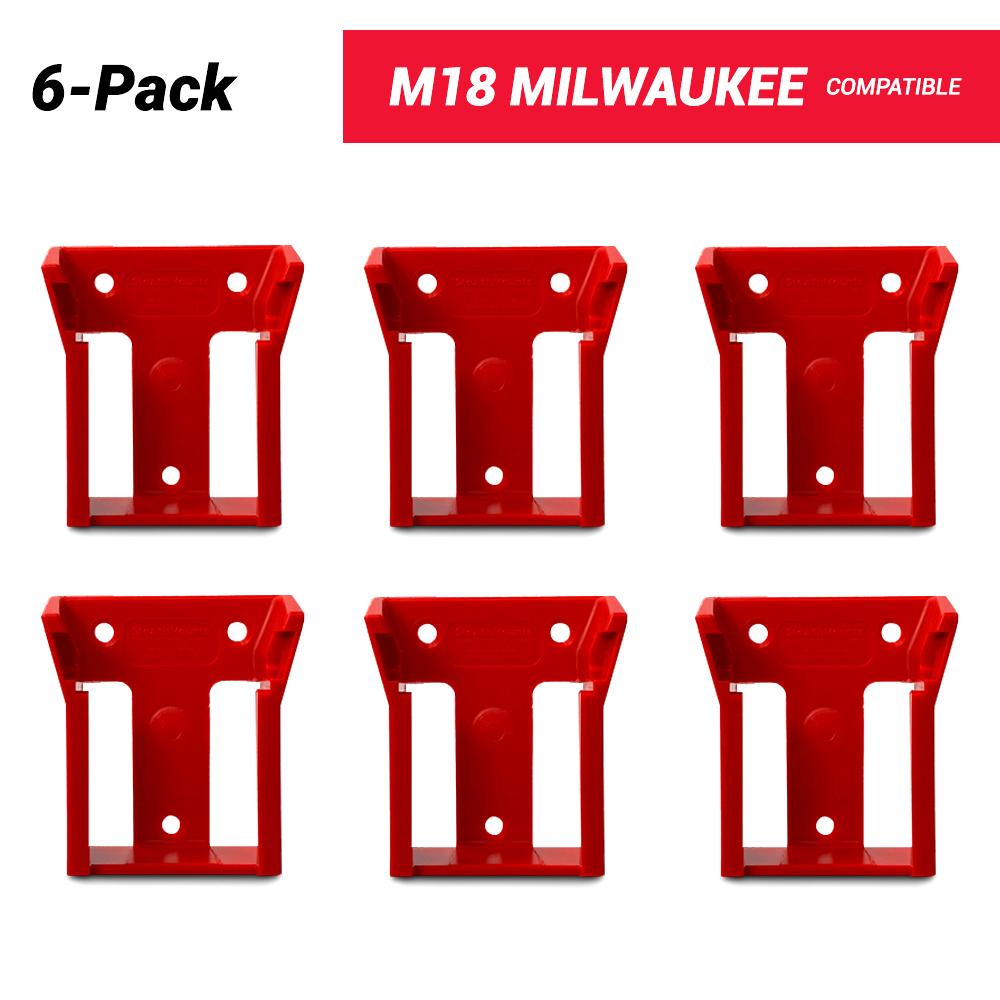 StealthMounts BM-MW18-RED-6 M18 Milwaukee 6-Pack Red Battery Mounts