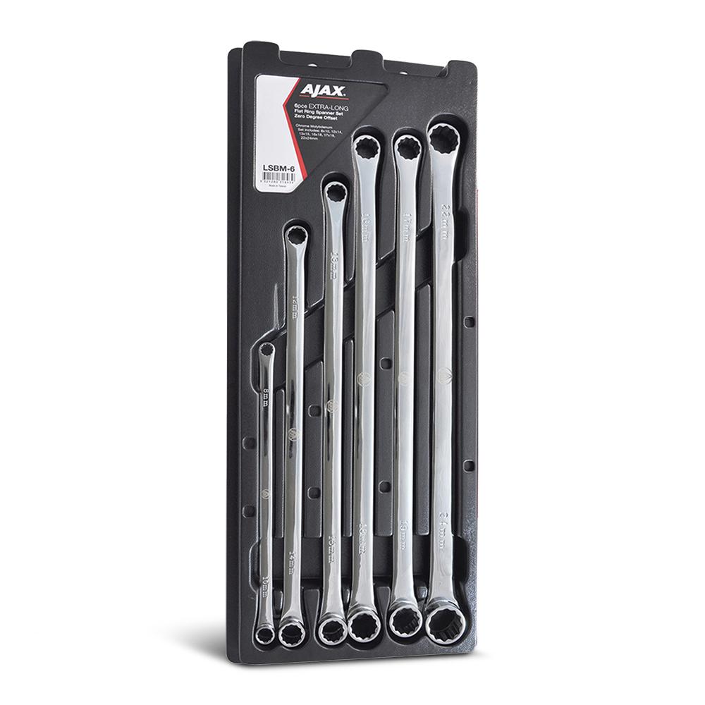 Ajax LSBM-6 6pce Metric XL Flat Ring Spanner Set