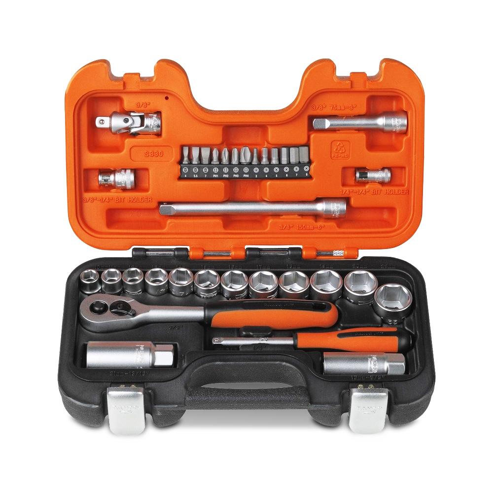 Bahco S330 34pce 1/4" & 3/8" Drive Metric Socket Set