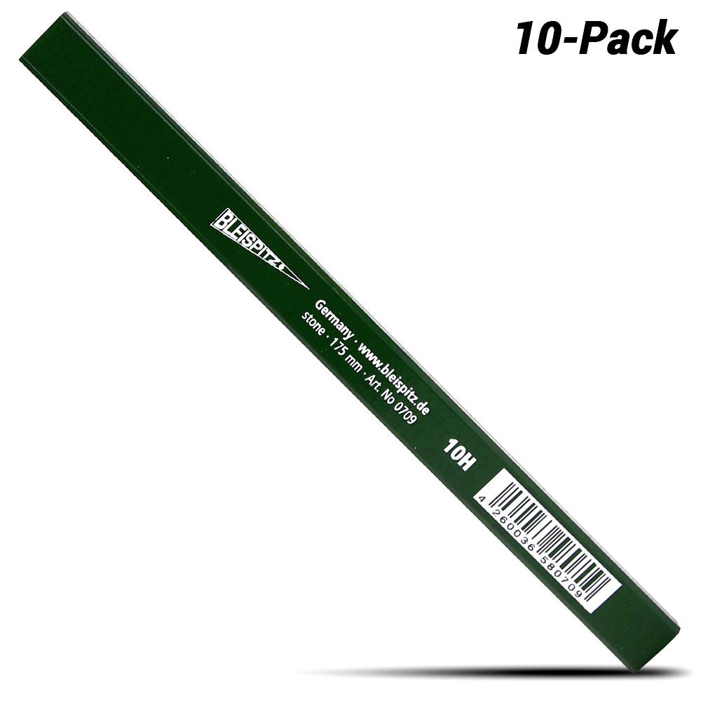 Bleispitz 1515 10-Pack 10H 175mm Octagonal Green Carpenter Pencils - MADE IN EUROPE