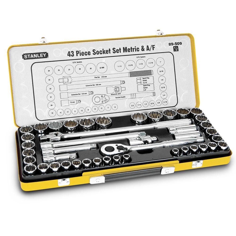 Stanley 89-509 43pce 1/2" Drive Met/AF Socket Set