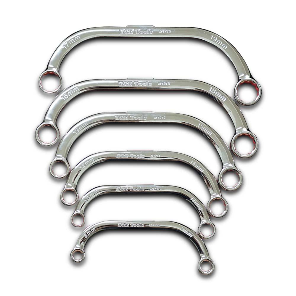 T&E Tools M5800 6pce Half Moon Ring Wrench Set