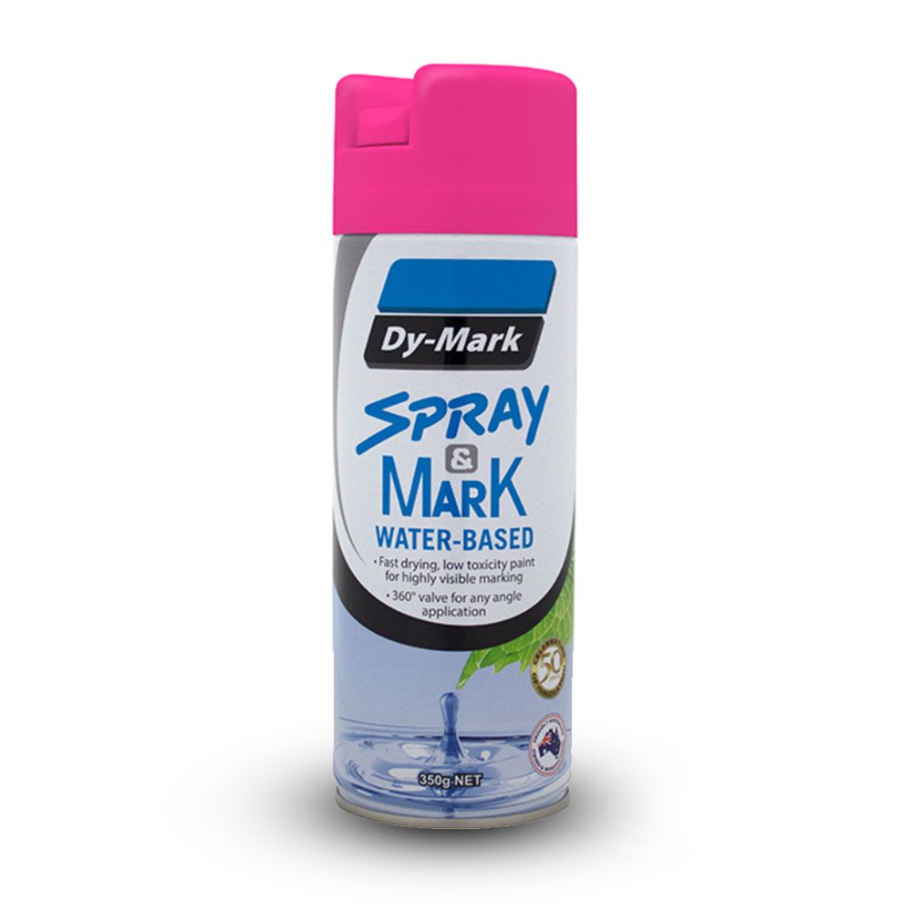 Dy-Mark 40063529 350g Spray & Mark Water Based Fluro Pink Marking Out Paint