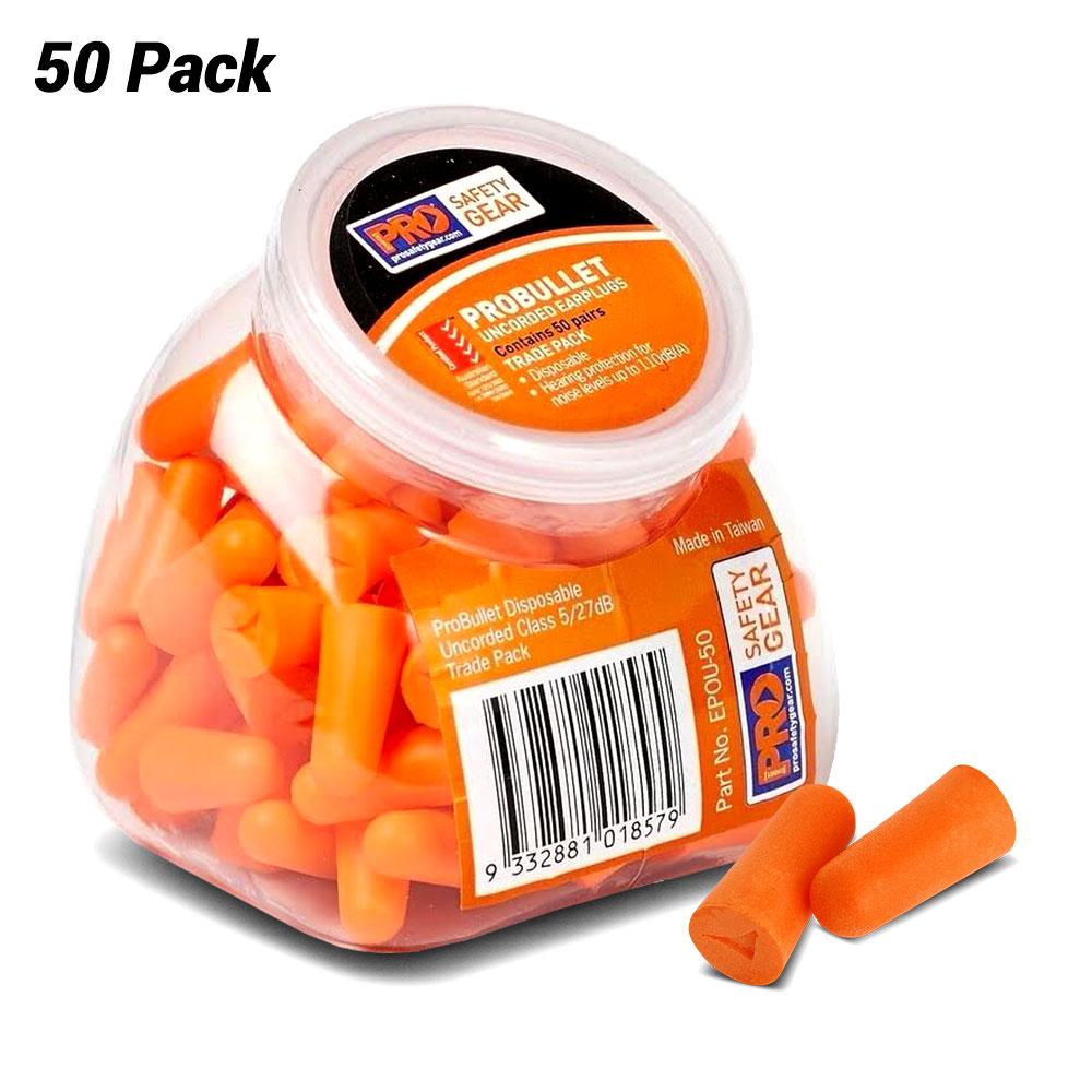 Pro Choice EPOU-50 50-Pack Class 5 27dB ProBullet Disposable Uncorded Earplugs