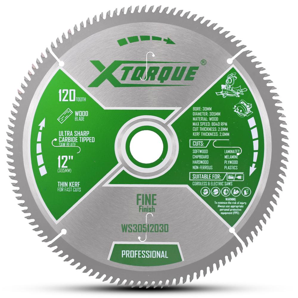 Xtorque WS30512030 305mm (12") 120-Tooth Wood Finishing/Trim Carbide Tipped Saw Blade