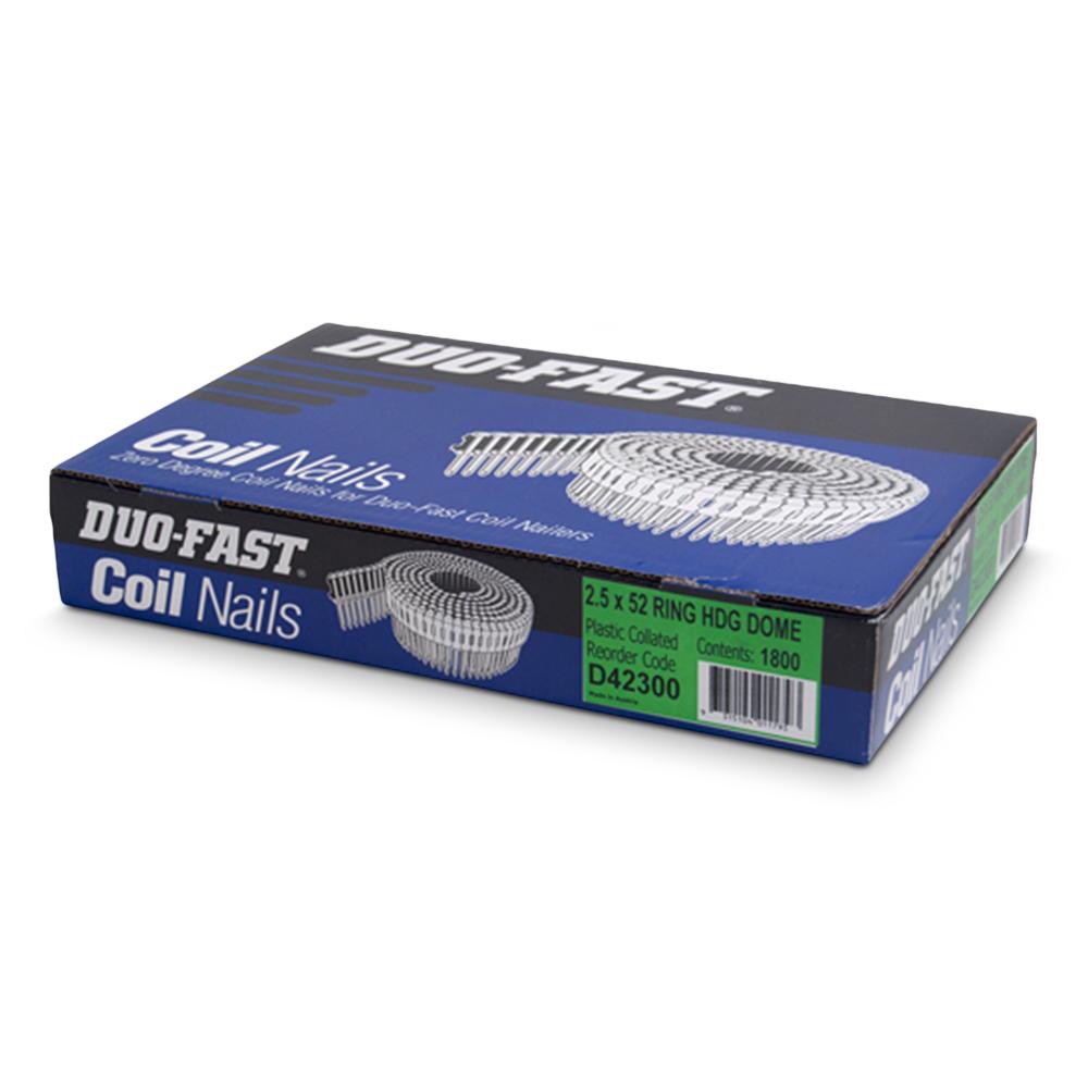 Paslode D42300 DUO-FAST 2.5mm x 52mm Ring Hot Dipped Galvanised 0 Degree Plastic Collated Coil Nails