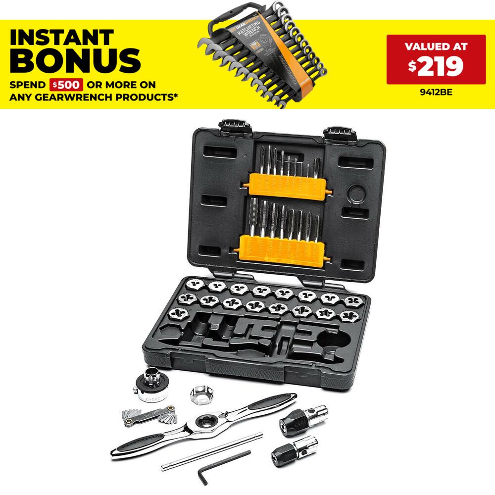GEARWRENCH 3886 42pce Metric Ratcheting Tap & Die Tool Set