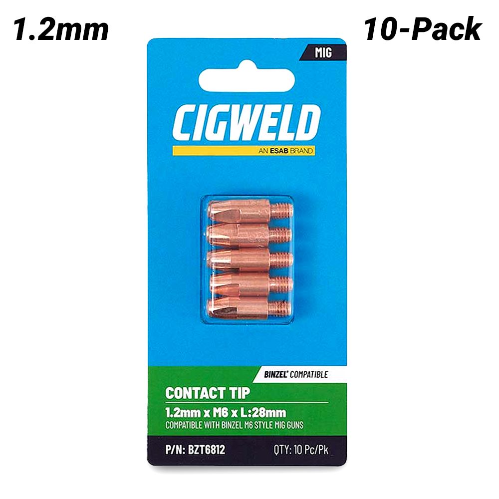 Cigweld BZT6812 10-Pack 1.2mm x M6 x L:28mm Contact Tip