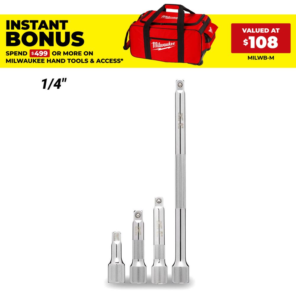Milwaukee 48229340 4pce 1/4" Drive Extension Set