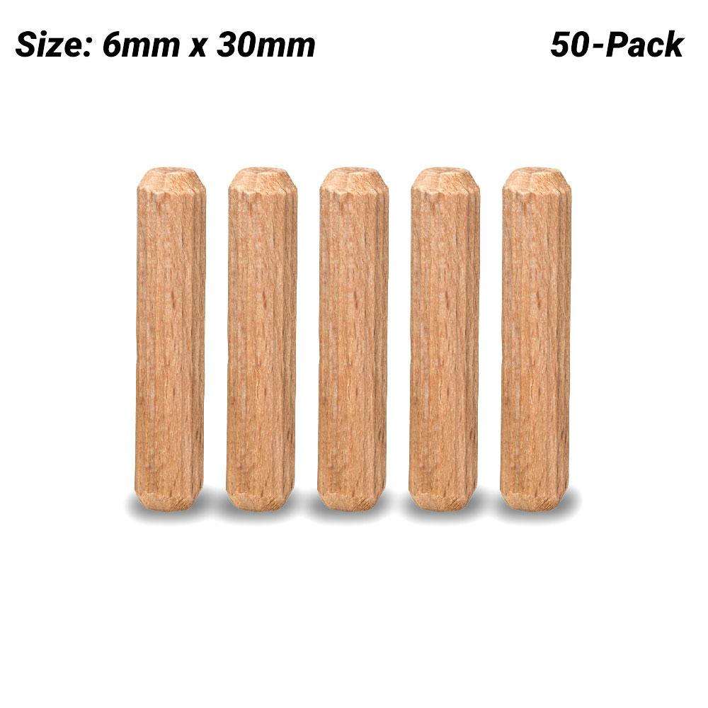 Bosch PSB DUEBEL 6-50 (2.607.000.444) 50-Pack 6mm x 30mm Profile Wooden Dowel for Rotary Drills & Drivers