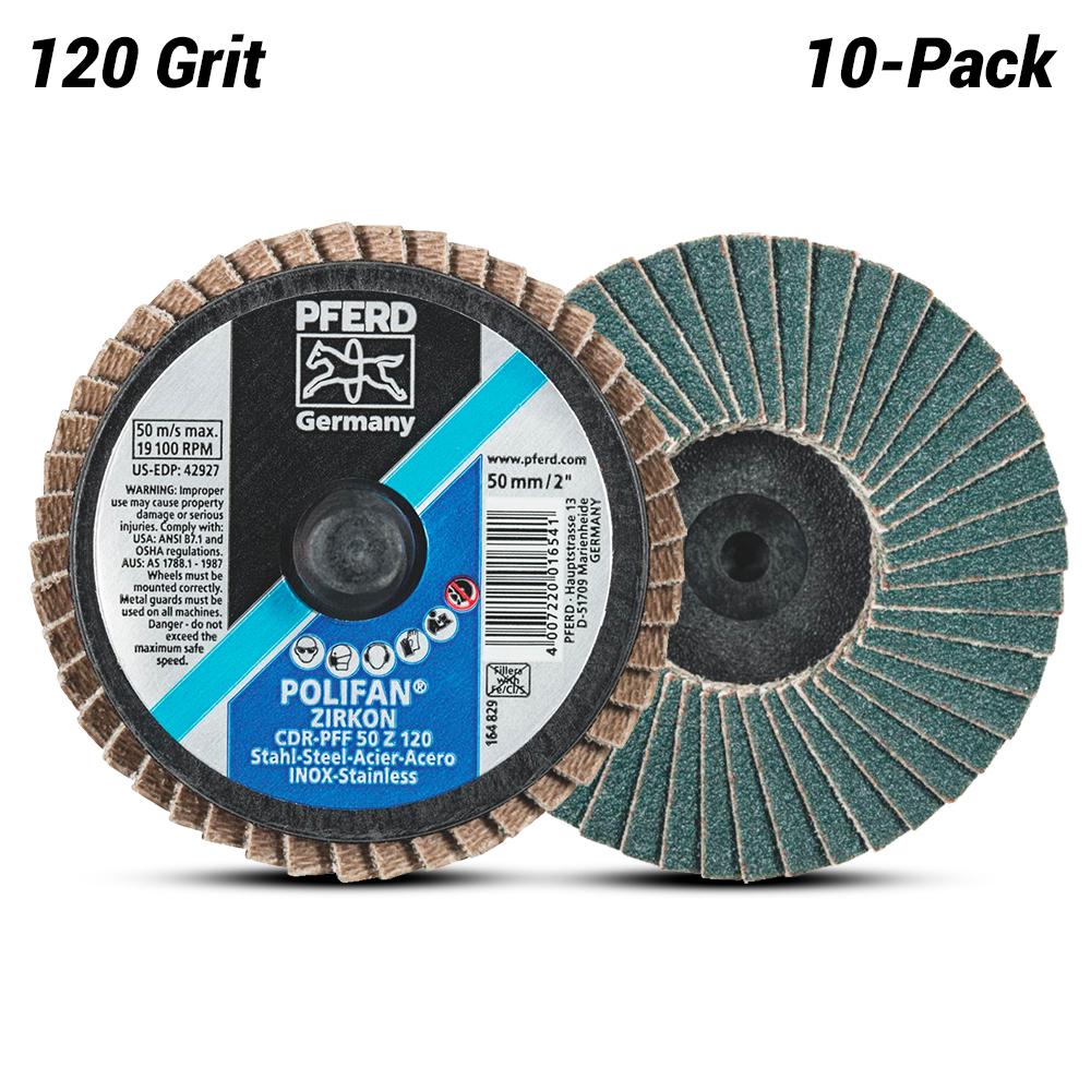 PFERD 47202534 10-pack 50mm (2") 120 Grit CombiDisc Polyfan Zirconia Alumina Z Flap Disc