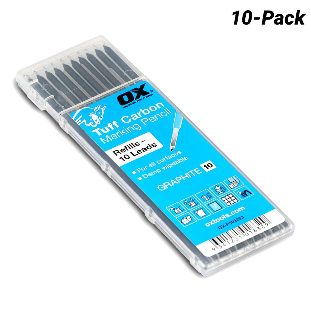 OX Tools OX-P503203 10-Pack Tuff Carbon Marking Pencil Graphite Lead Refills