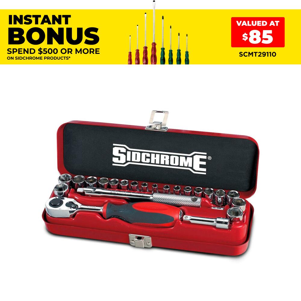 Sidchrome SCMT12110 23pce 1/4" Drive Metric & AF Socket Set
