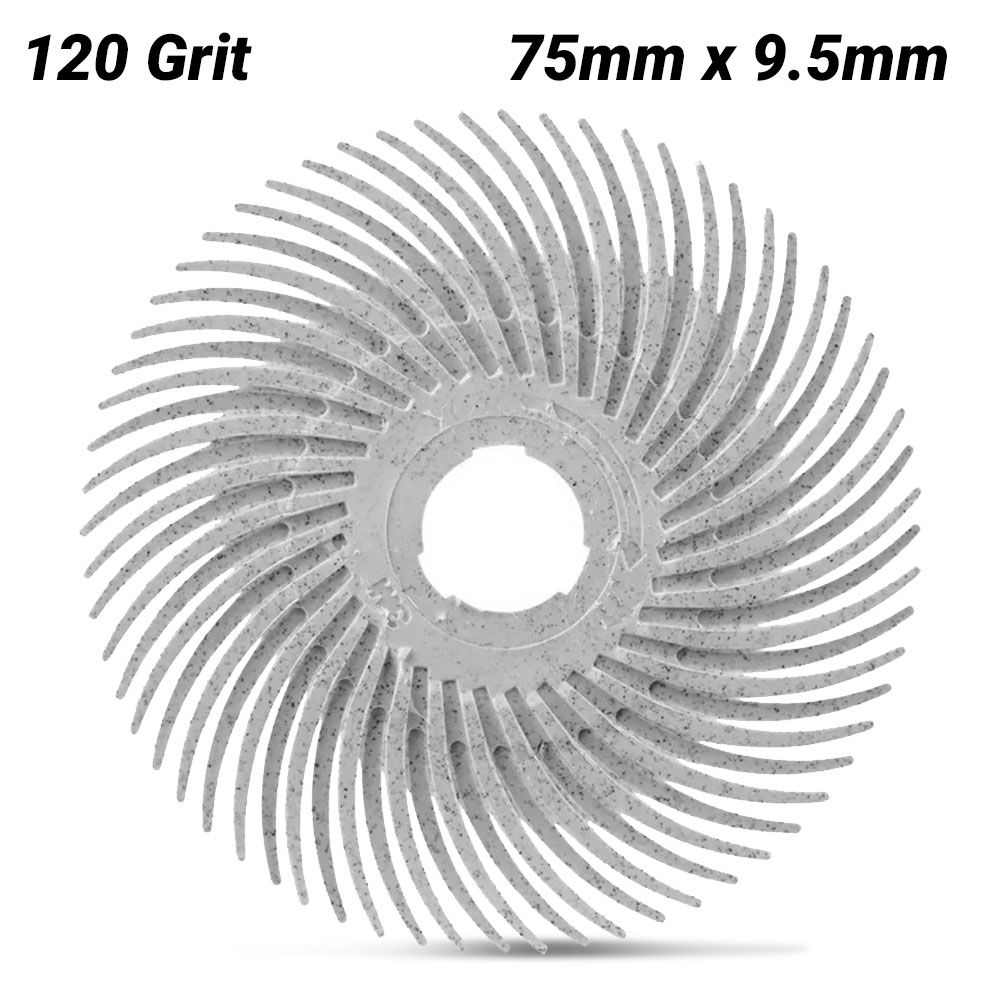 3M 61500176088 75mm x 9.5mm Scotch-Brite 120 Grit Curved Radial Bristle Disc