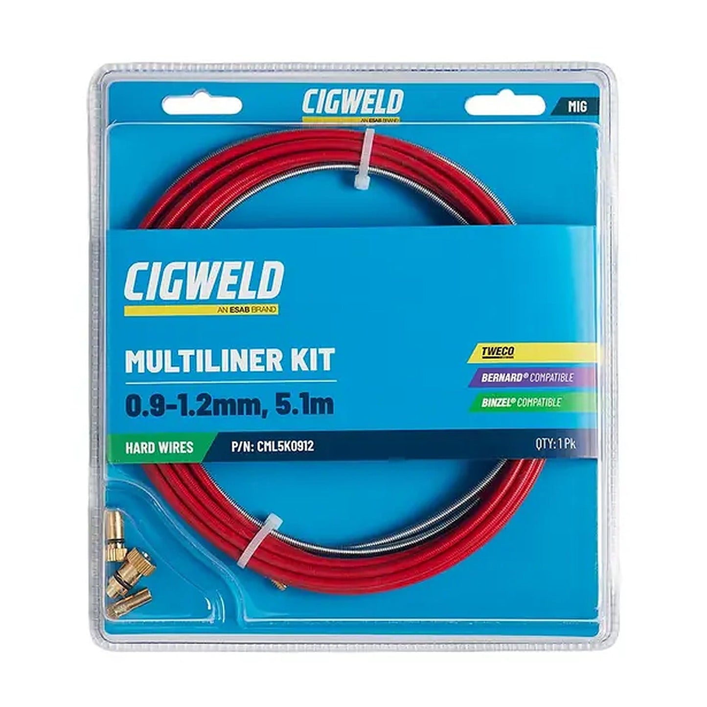 Cigweld MultiLiner MIG Liner Kit 0.9-1.2mm x 5.1m Suits TWE/BND/BZL CML5K0912
