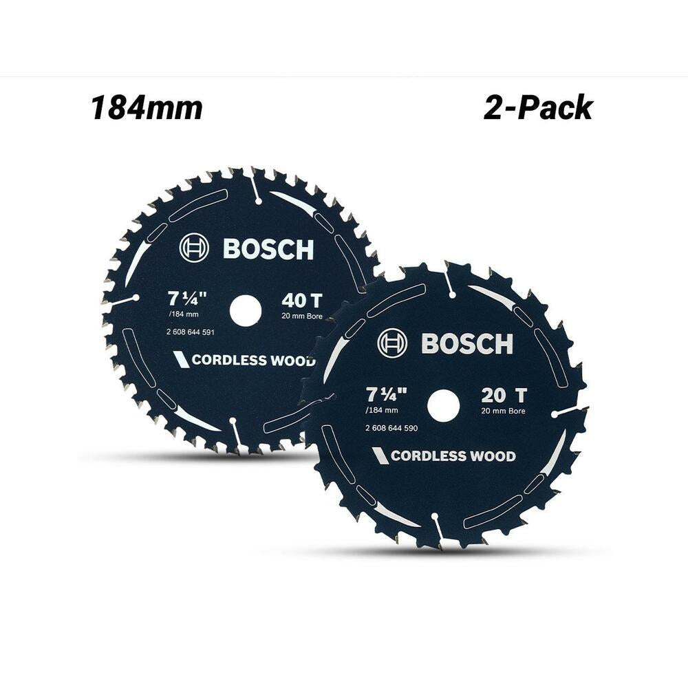 Bosch CO WOOD H 184X20-20, (2.608.644.595) EXPERT 2-Pack 184mm (7.25") 20T & 40T Cordless Wood Circular Saw Blade