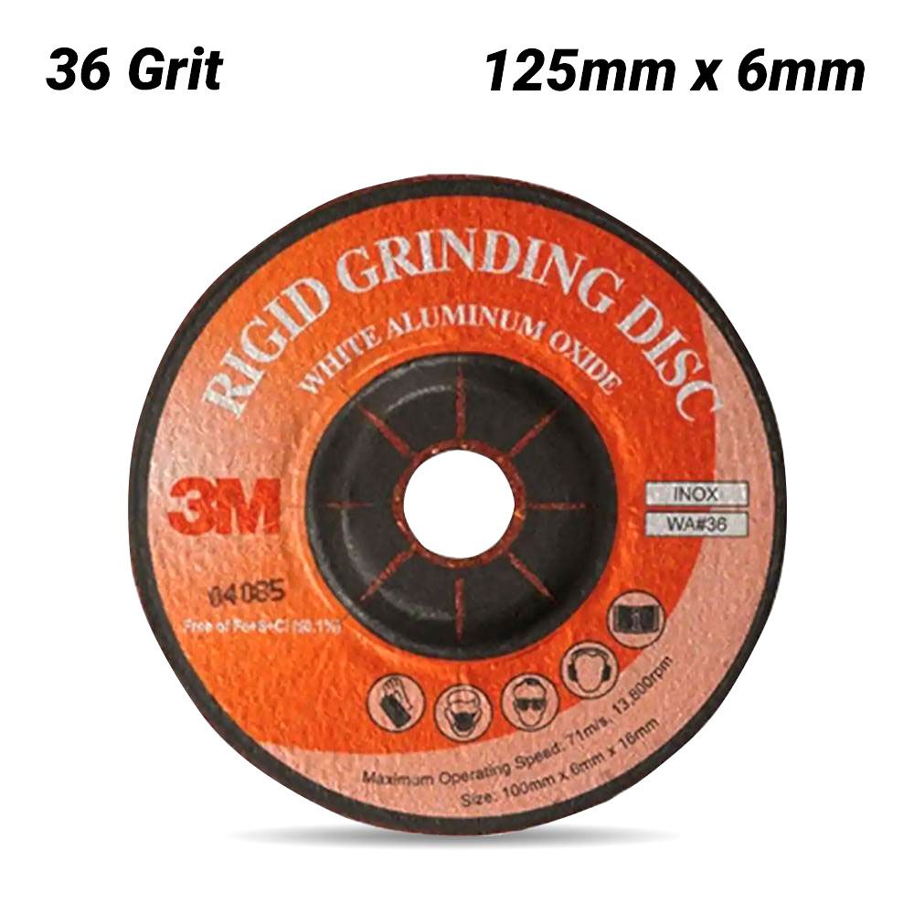 3M XC002058771 125mm x 6mm 36 Grit White Aluminium Flexible Rigid Grinding Disc