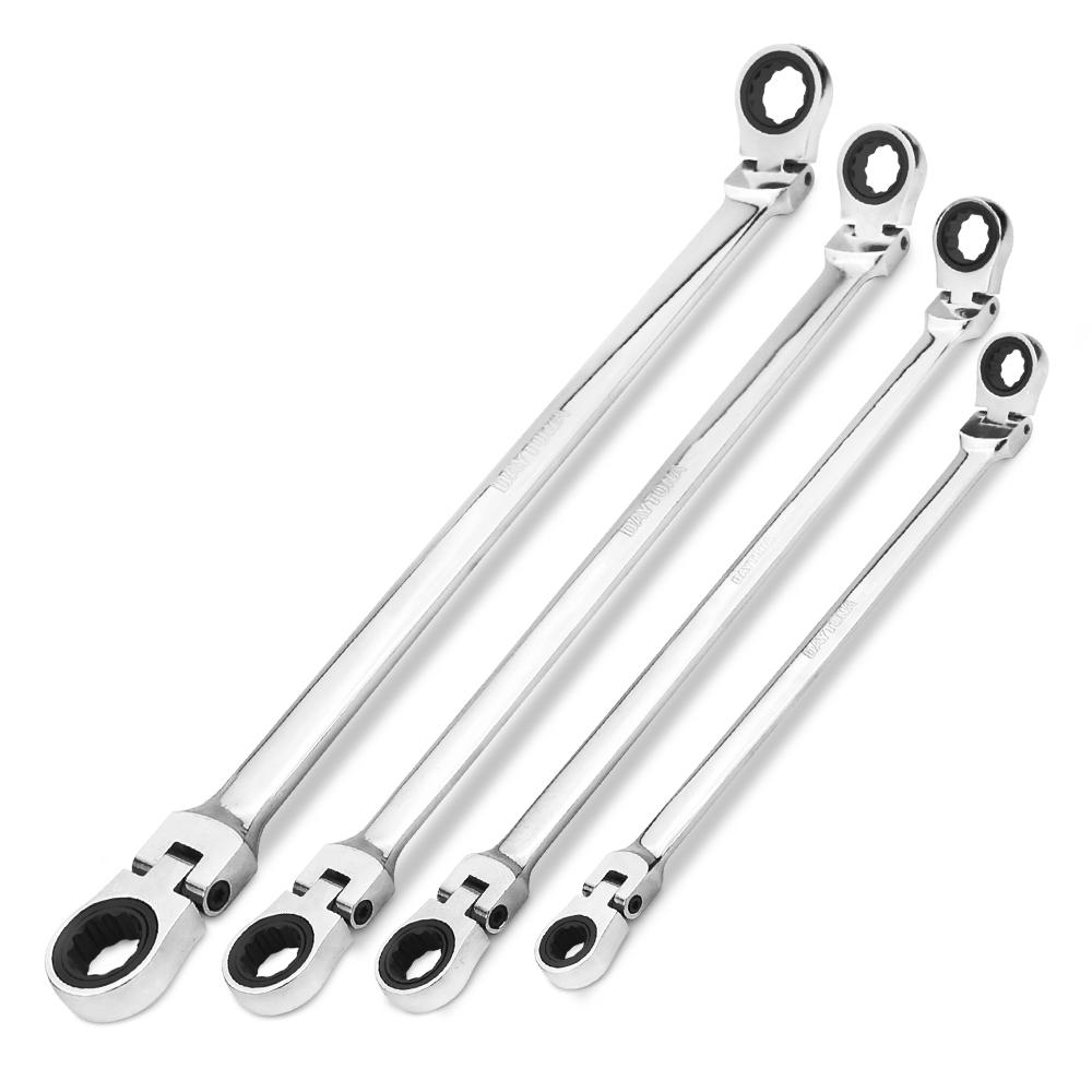 Daytona D4LFRS 4pce AF Extra Long Flexible Ratcheting End Ring Spanner Set