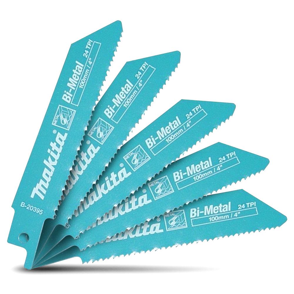 Makita B-20395 5-Pack 100mm 24TPI Bi-Metal Reciprocating Blades for Metal