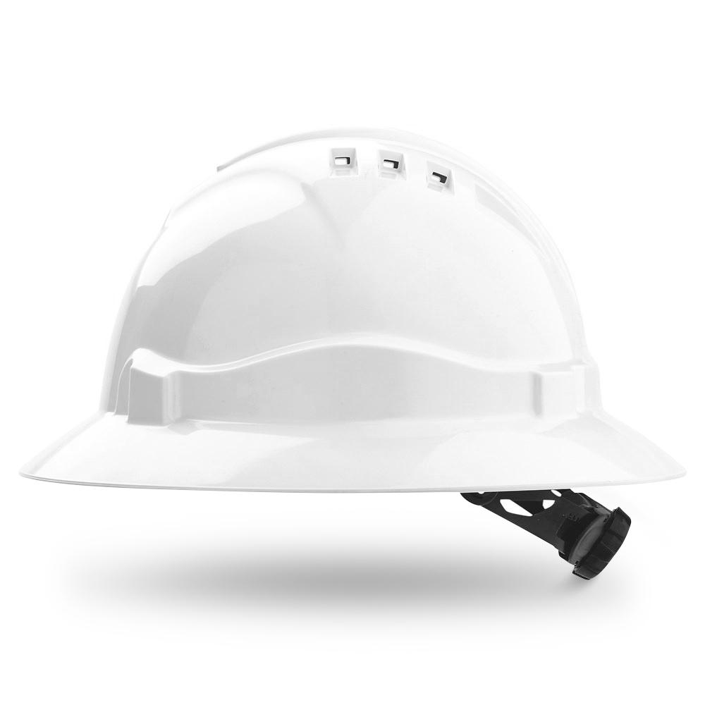 Pro Choice HHV6FB-W Vented Full Brim Hard Hat with Ratchet Harness - White