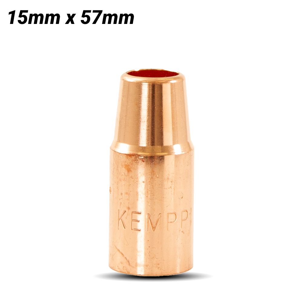 Kemppi W011478BL1 15mm x 57mm Flexlite GX/GC Nozzle Tapered Screw On OD25mm Thick Wall