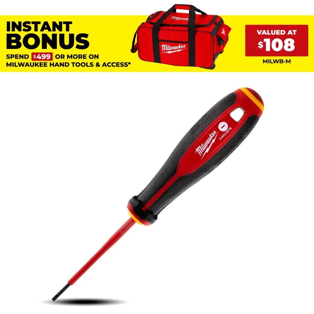 Milwaukee 4932478712 Slotted 0.4mm x 2.5mm x 75mm VDE Screwdriver
