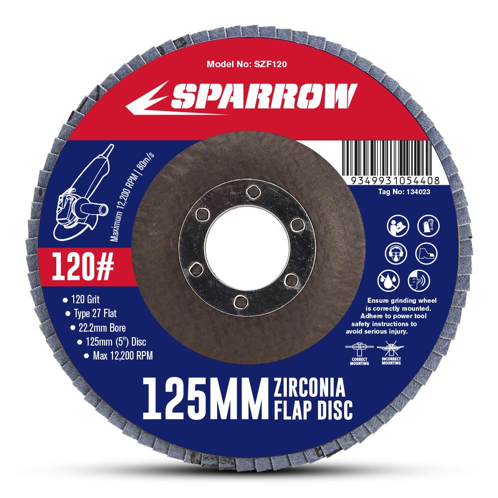 Sparrow SZF120 125mm 120 Grit Zirconia Flap Disc