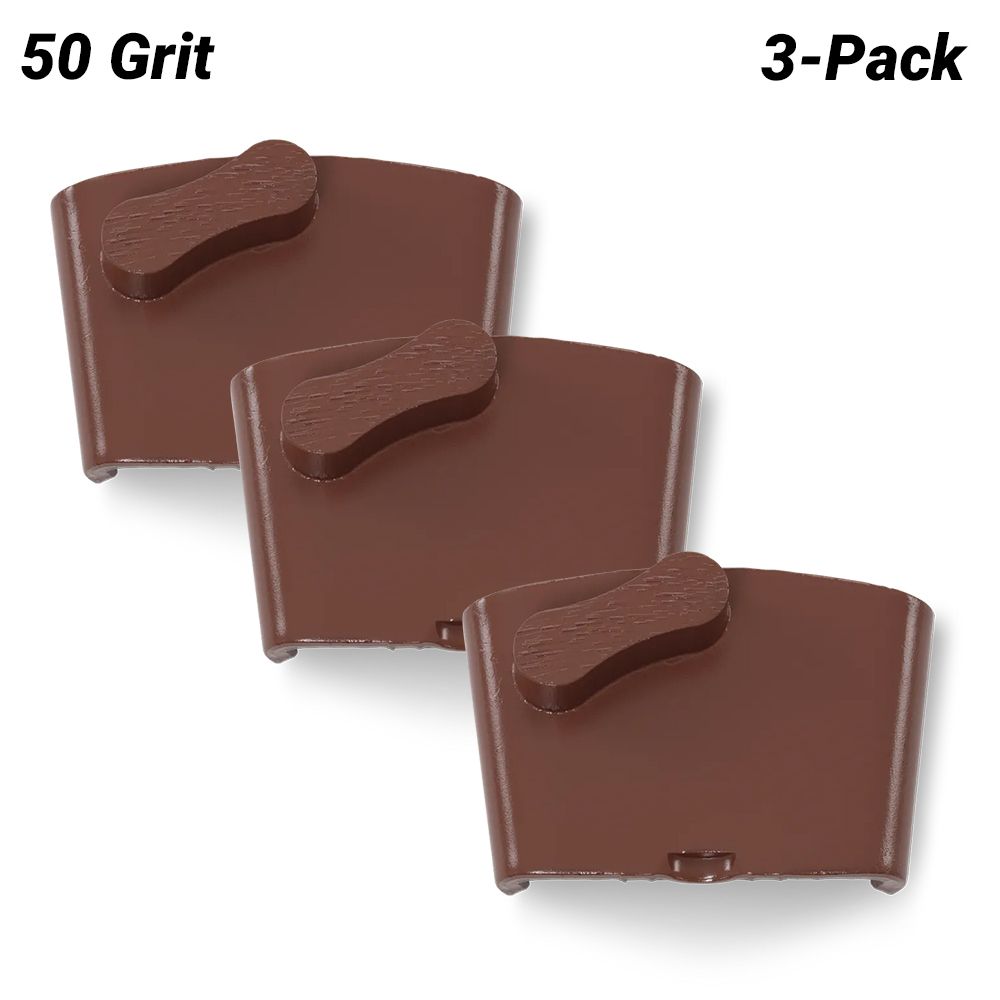 Husqvarna 546332412 3-Pack VARI-GRIND EZ M 50 Grit Single Sided Segment Grinding Shoe - Medium Concrete