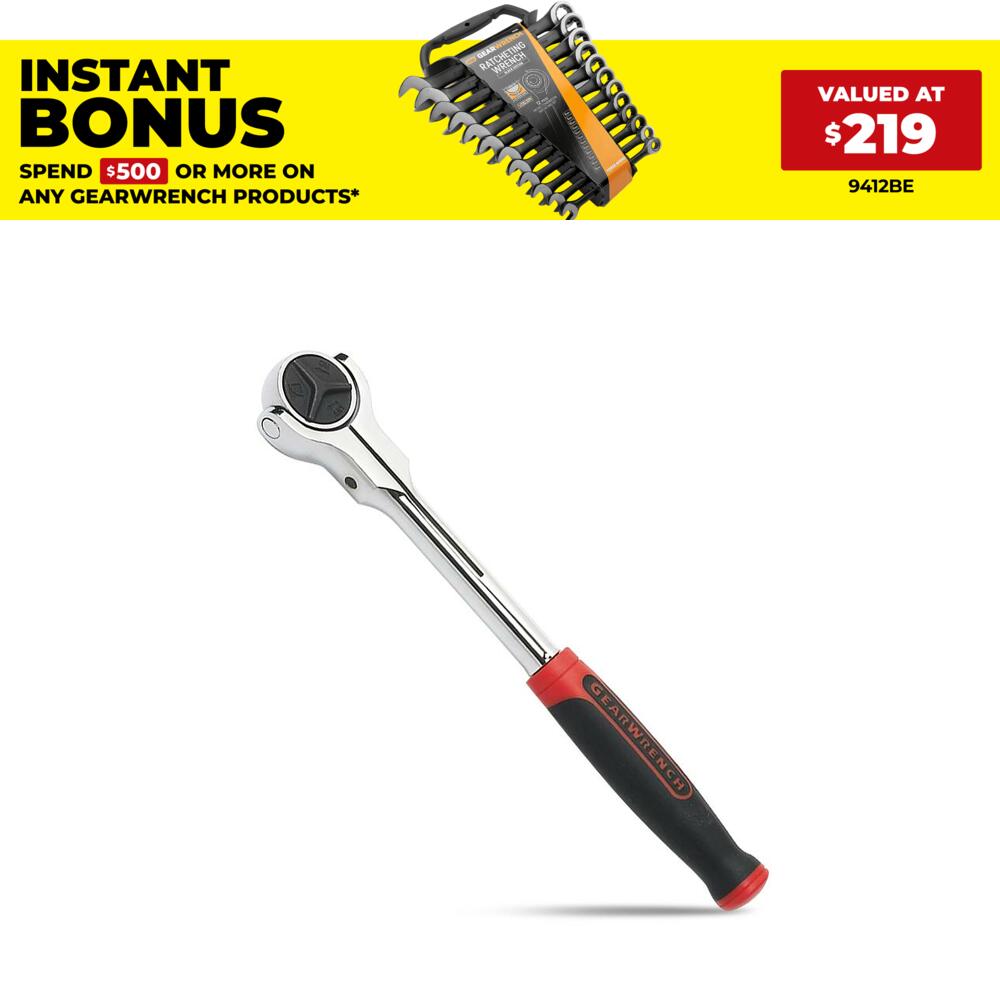 GEARWRENCH 81225 3/8" Drive Cushion Grip Roto 72 Tooth Ratchet