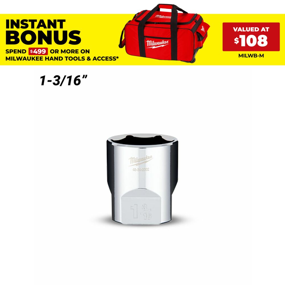 Milwaukee 45342002 1/2" Drive 1-3/16" SAE Standard 6 Point Socket