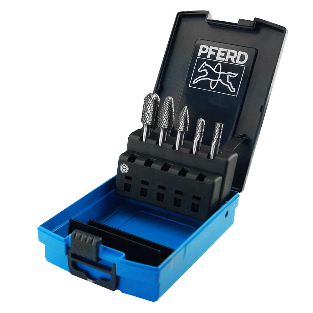 PFERD 26005693 5pce 1/4" Shank Burr Set - Tungsten Carbide