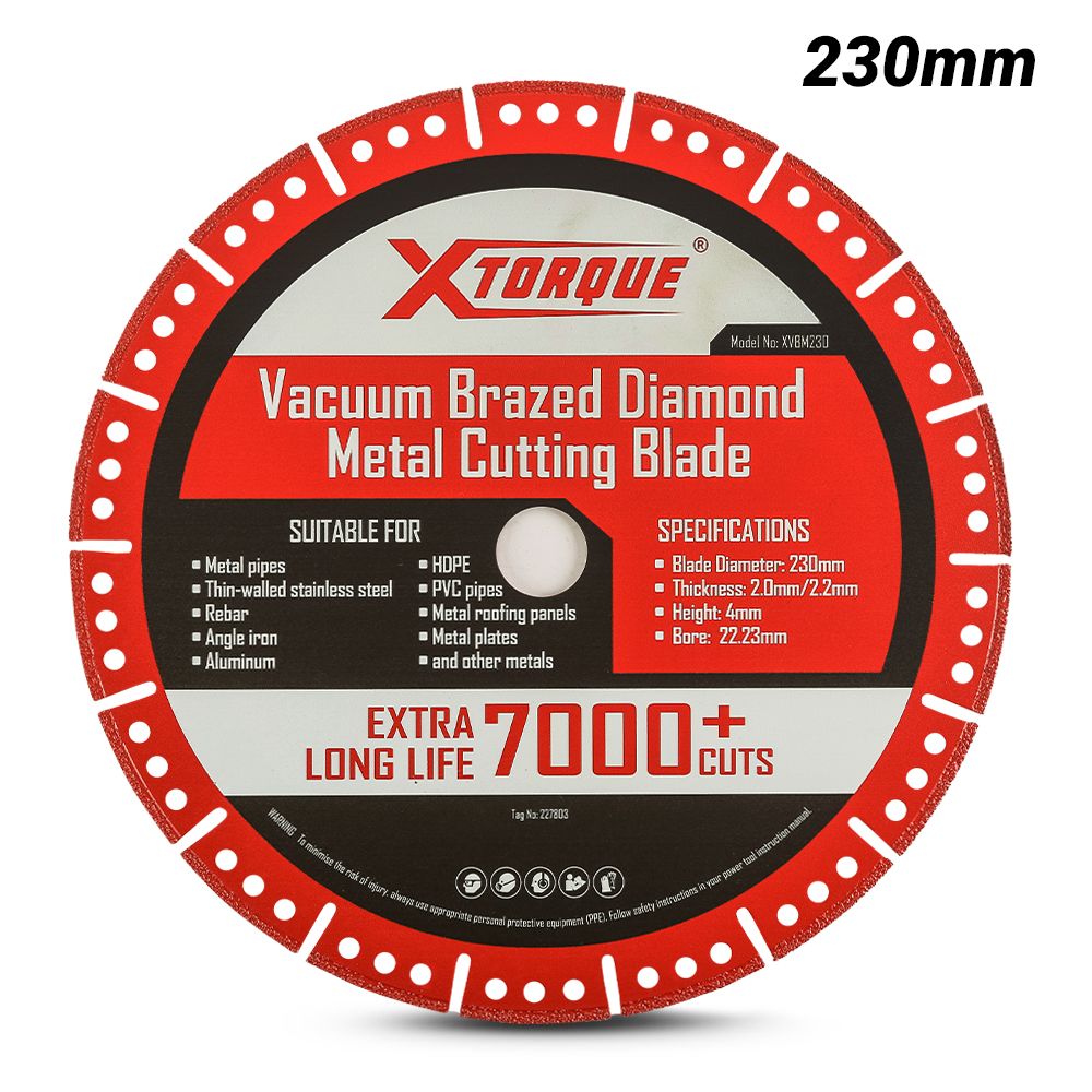 Xtorque XVBM230 230mm x 22.23mm x 1.6mm Vacuum Brazed Diamond Metal Cutting Blade