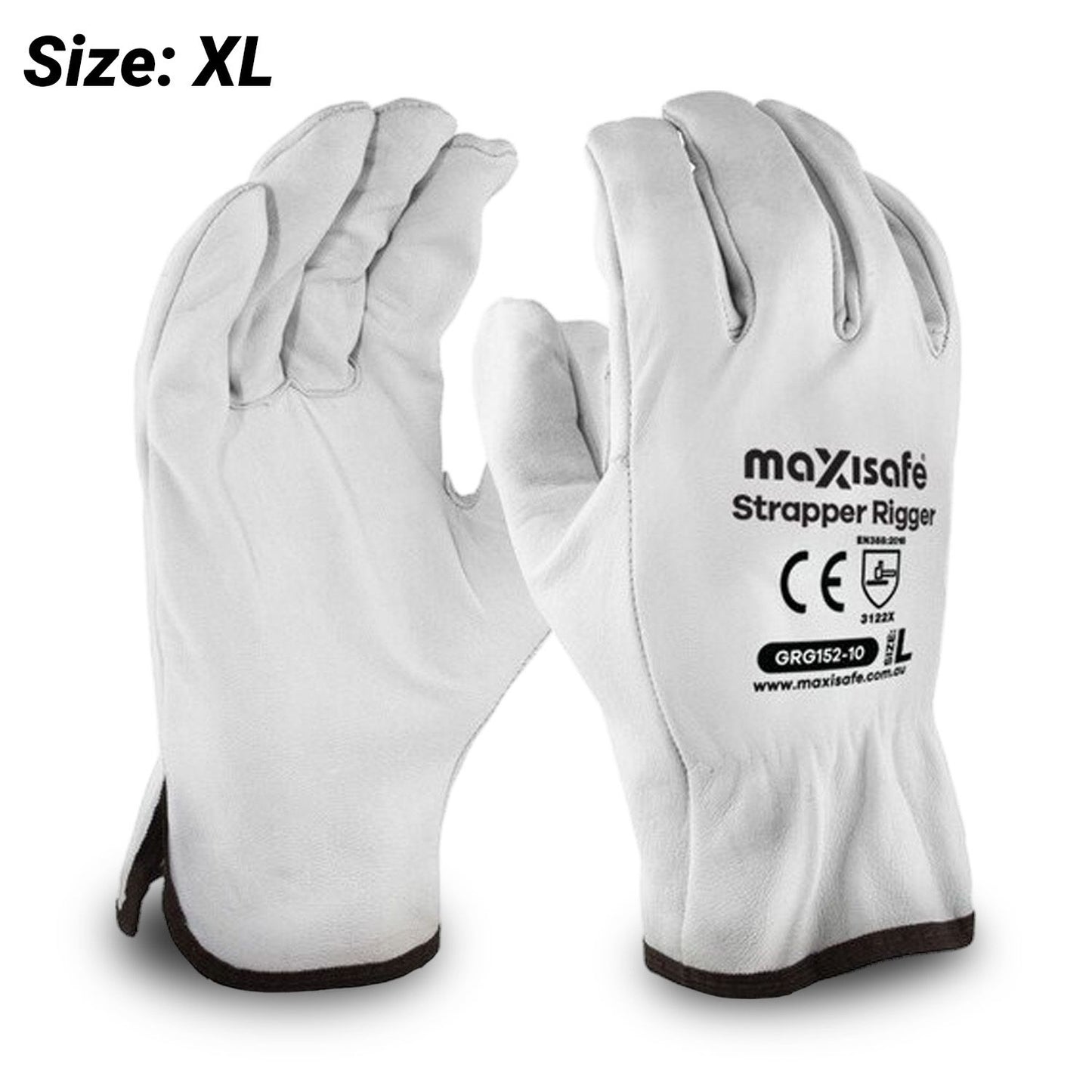 Maxisafe GRG152-11 Strapper Riggers Leather Gloves - Size 11 - XL