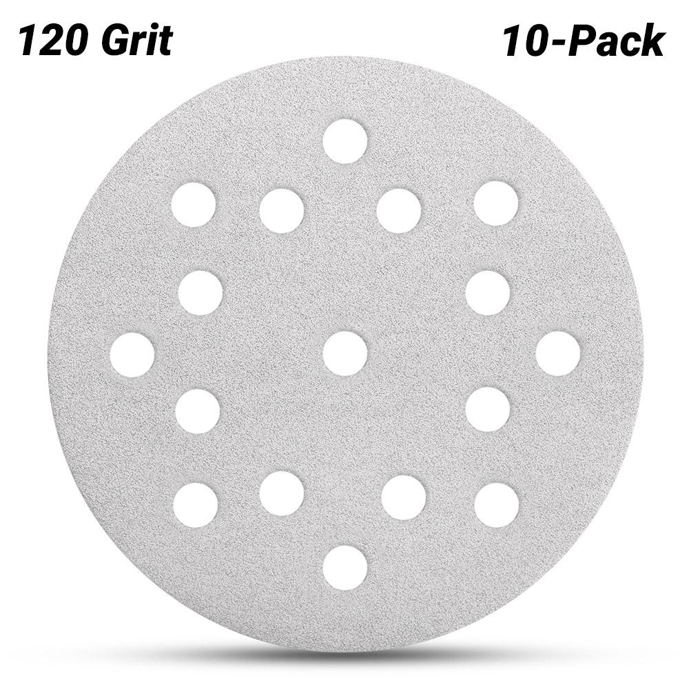 Primex 7105 10-Pack 125mm (5") 17 Hole Premium Aluminium Oxide 120 Grit Sanding Discs - MADE IN FRANCE